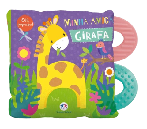 Livro de pano com mordedor - Olá, pequenino! - Minha amiga girafa - comprar online