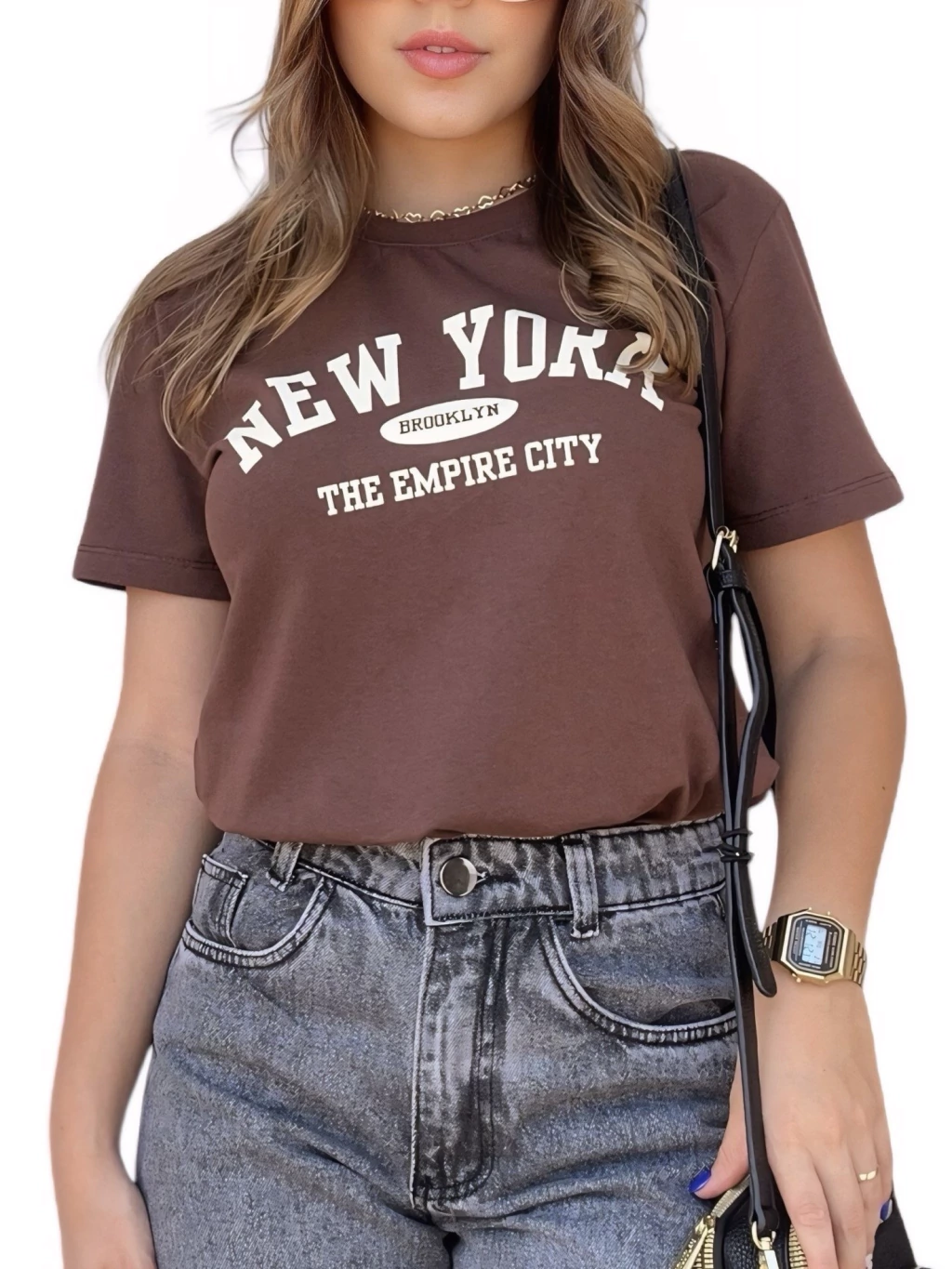 T-shirt new York marrom