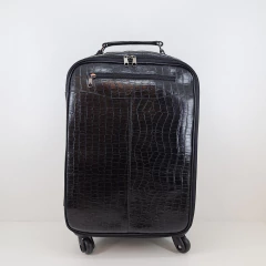 KIT MALA BORDO + FRASQUEIRA EM COURO CROCO PRETO COM RODÍZIOS 360° E FRASQUEIRA REMOVÍVEL REF. 515 - comprar online