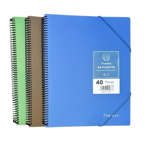 Pasta de Documentos A4, 40 bolsos, com Espiral 40 Plásticos