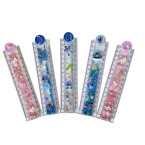Régua Dobrável 15 cm e 30 cm - Hello Kitty e Stitch
