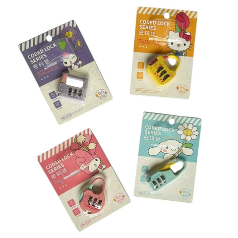 Cadeado de Mala com Senha 3 dígitos - Hello Kitty, Kuromi, Cinnamoroll, My Melody, Kuromi
