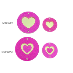 pingente acrílico pink com glitter corações 1und - 4822