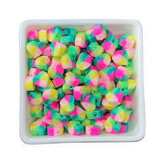 fimo com furo coração colorido 20und - 6839