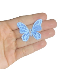 borboleta de tecido vazado com pérola e strass 40mm 2und - 7210 - ZIGG ZAGG EXPRESS
