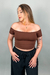 Cropped Ombro a Ombro Luana Marrom