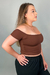Cropped Ombro a Ombro Luana Marrom - comprar online