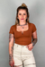 Blusa Decote V Virgínia Manga Curta Caramelo