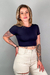 Cropped Corrente Manga Curta Juliana Preto - comprar online