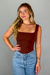 Blusa Regata Quadrada Agata Marrom - loja online