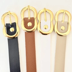 Cinto Feminino Fivela Oval Lisa Dourada SLIM