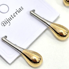 Brinco Pequeno Bicolor Gota Longa - CX 03 - comprar online