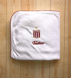 Manta Recibidora de Polar y Algodón con Escudo Bordado
