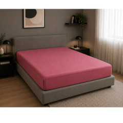 Sabana Ajustable 1 1/2 Plazas Algodón Percal 150 Hilos- Rosa Oscuro