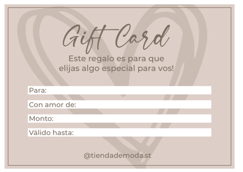 Tarjeta de regalo por $25.000