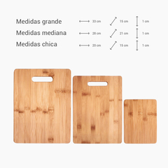 set de 3 tablas de bambú