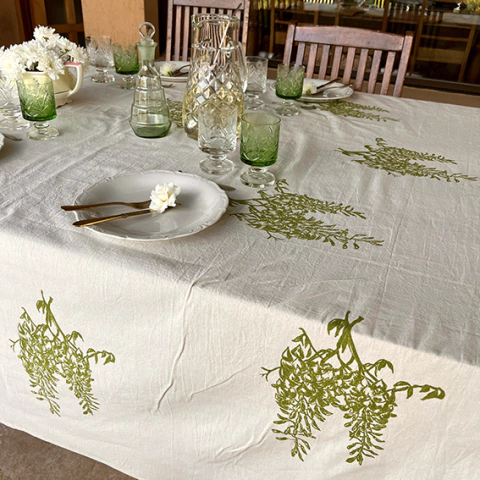 Mantel crudo con proceso impermeable glicinas