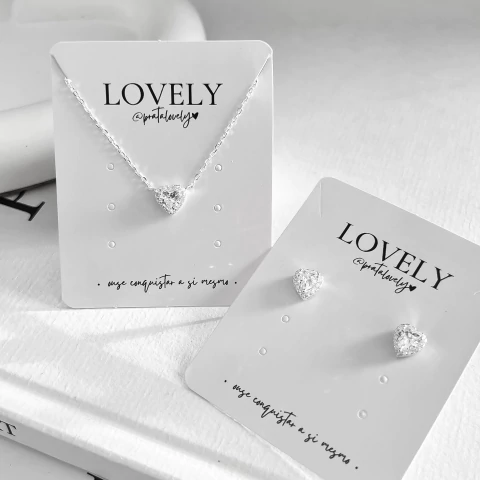 CONJUNTO CORAÇÃO CRISTAL | CORRENTE DE 40CM + 5CM | PRATA 925 - comprar online