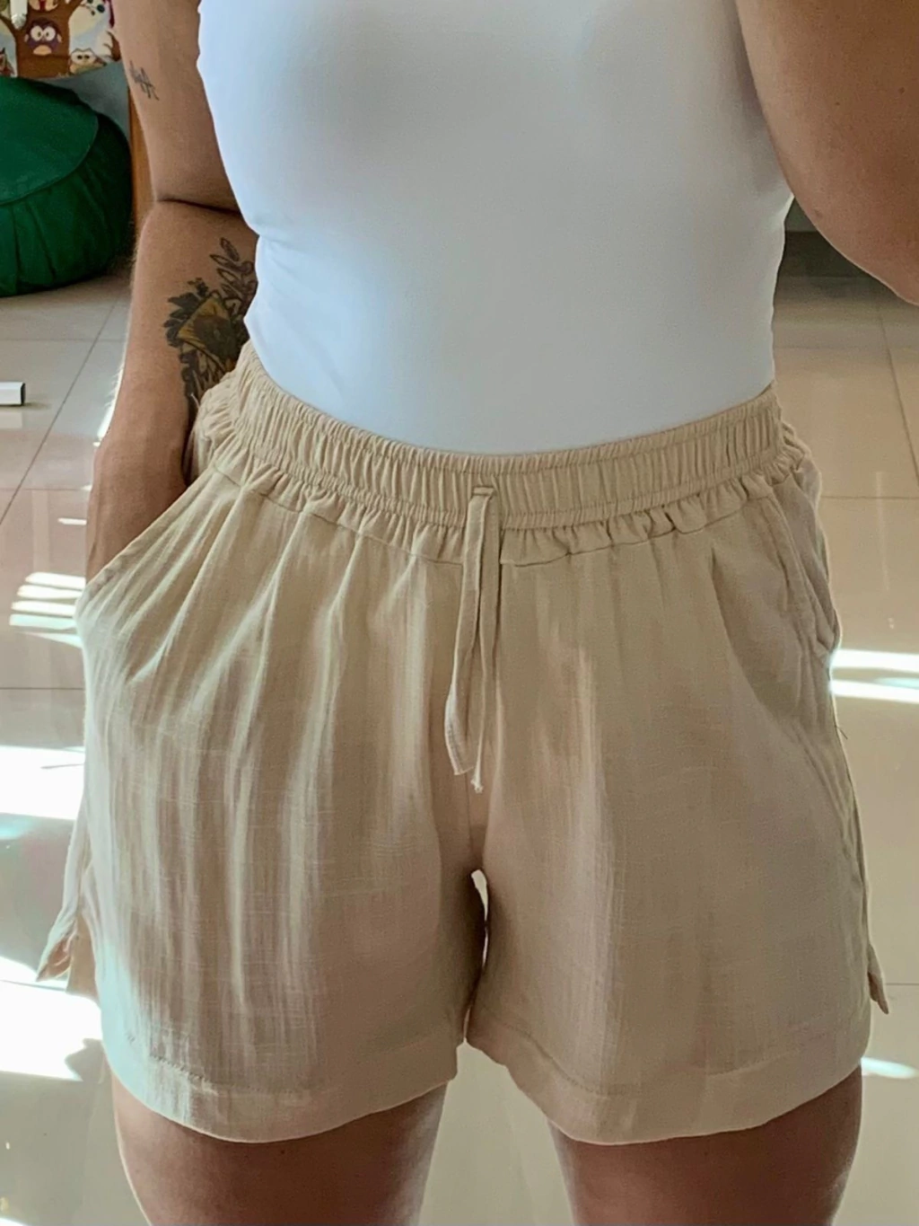 Short Lino Beige. Cod 249.