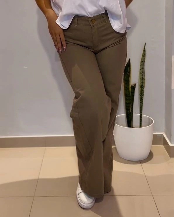 Pantalón Wide de Gabardina Militar Cod. BL10WIDEGABMA