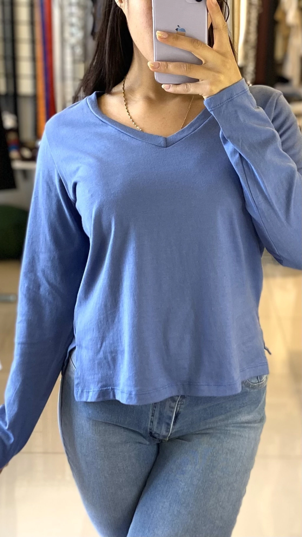 Remera Manga Larga Aura Azul. Cód. BK244
