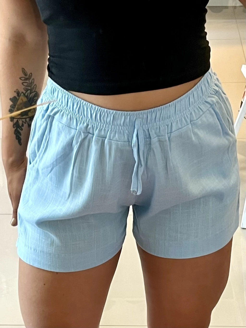 Short Lino Celeste. Cod 249