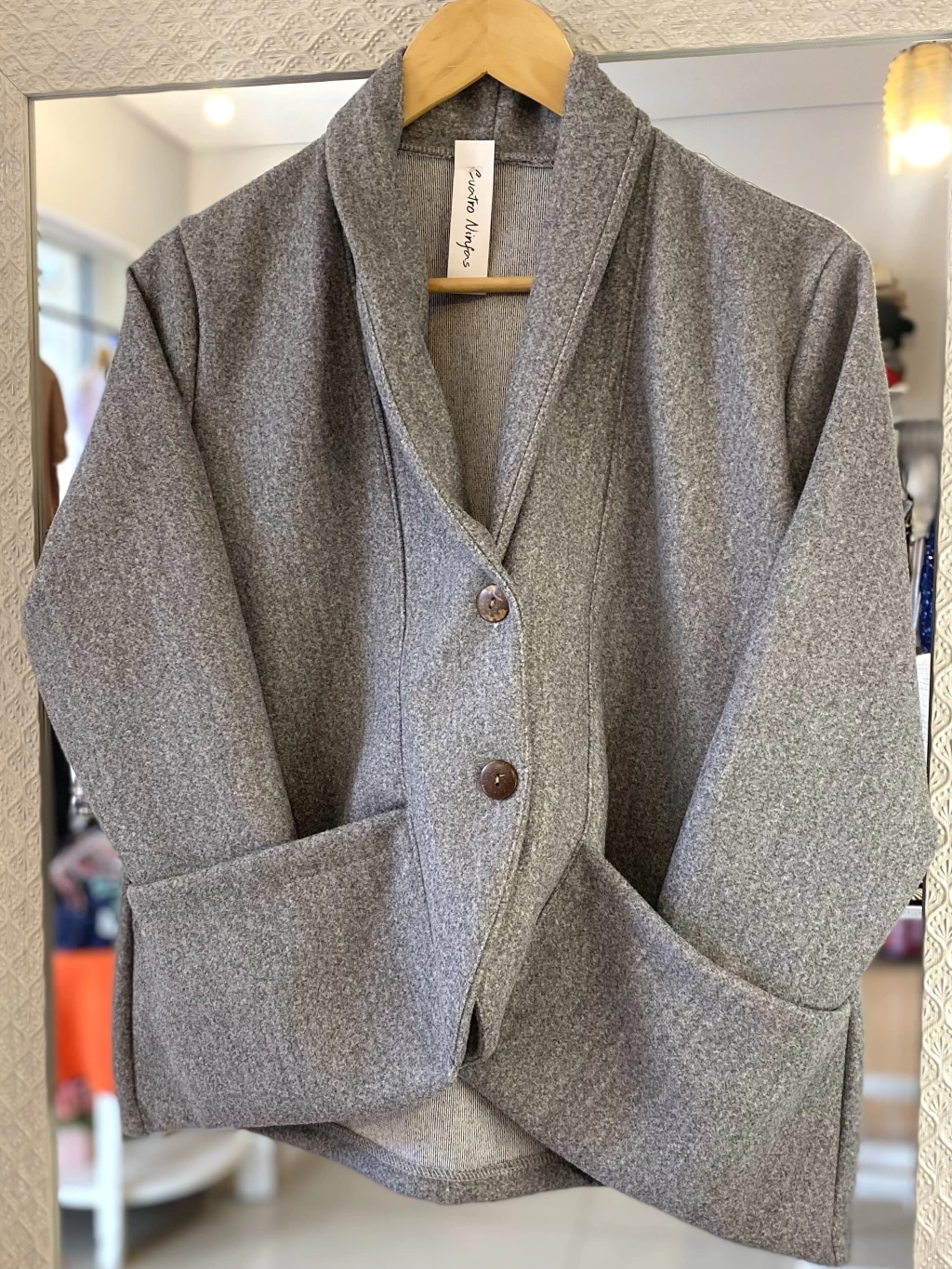 Blazer Paño Liso Gris Melange