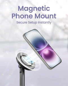 Kit Content Creator Ultra Power - Trípode JustTap Magnetico + Luz Portátil con clip + Power Bank magnético Usams 10,000 mAh - kiut tecnostore online