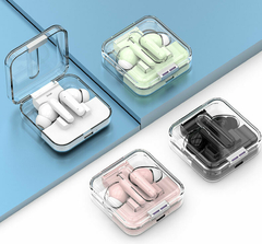 Imagen de Auricular Somostel Bluetooth i80 con Caja de Cristal Magnética Transparente