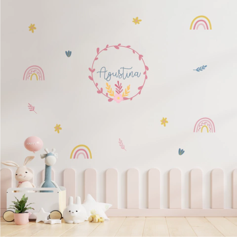Corona y arcoíris floral - Personalizable
