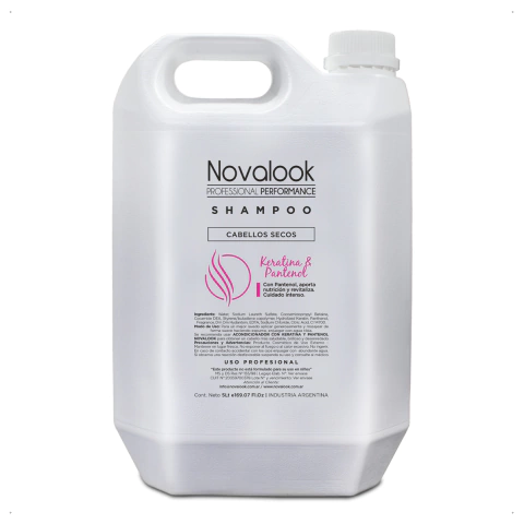 Novalook - Shampoo Keratina & Pantenol para Cabellos Secos (5Lt)