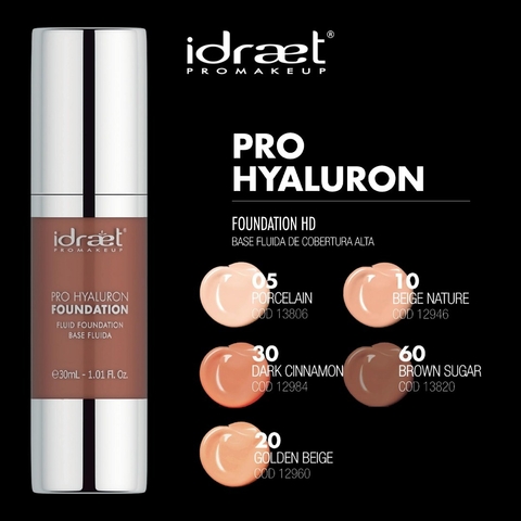 Idraet - Pro Hyaluron Foundation HD Base Fluida Alta Cobertura (30ml)