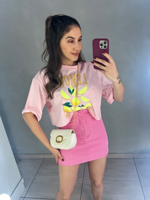Cropped limão rosa