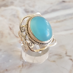 Anillo en Plata y Onix Cielo