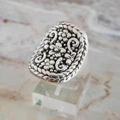 Anillo flor en Plata 925 Inflada - comprar online