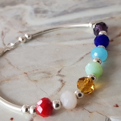 Pulsera 7 chakras en Plata con cristalitos y cierre mosquetón, 19 cm. en internet
