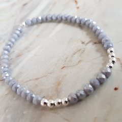 Pulsera elastizada con bolitas en Plata y cristalitos