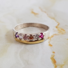Anillo en Plata y Oro con Cúbic colores - comprar online