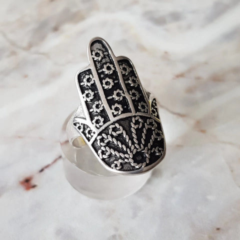 Anillo Mano en Acero Blanco