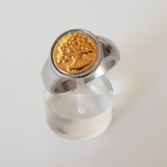 Anillo en Acero con Arbol dorado - comprar online