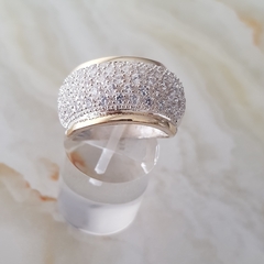 Anillo en Plata y Oro con Cubic Pavé