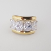 Anillo en Plata y Oro con 4 Cúbic blancos