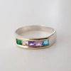 Anillo medio sin fín en Plata y Oro con Cúbic colores
