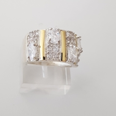 Anillo en Plata y Oro con 4 Cúbic rectangular blanco, zirconias en internet