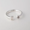 Anillo abierto en Plata con Cúbic cuadrado y redondo