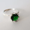 Anillo Corona en Plata y Cúbic verde