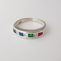 Anillo medio sin fín en Plata y cubic colores - comprar online