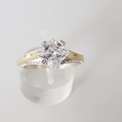 Anillo en Plata y Oro con Cúbic blanco - comprar online