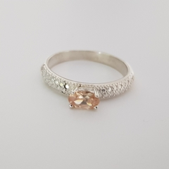 Anillo solitario con Cúbic ámbar - comprar online