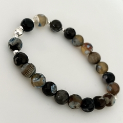 Pulsera elastizada, detalles en Plata y Piedra ágata - comprar online